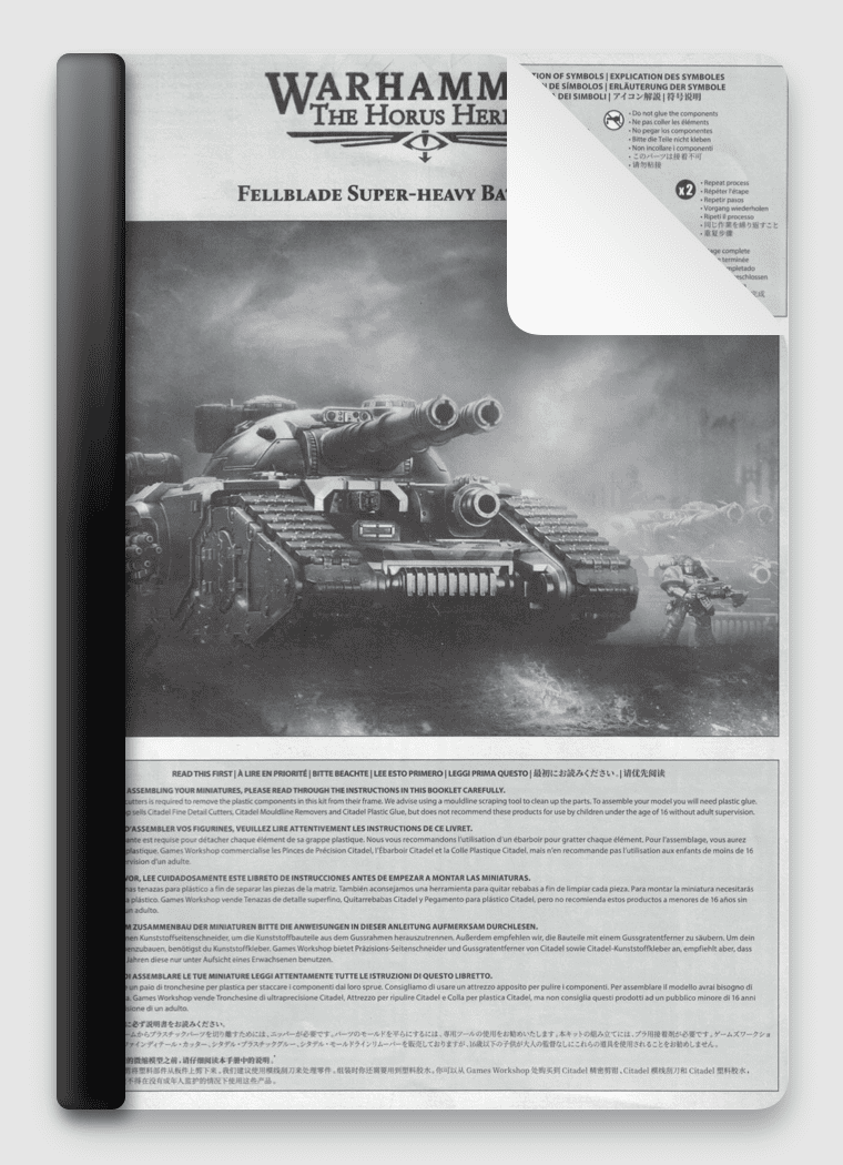 Warhammer Horus Heresy: Legiones Astartes Fellblade Super Heavy Battle Tank, Kit Modello In Plastica 224 Pezzi, Scala 131x252,5 Mm