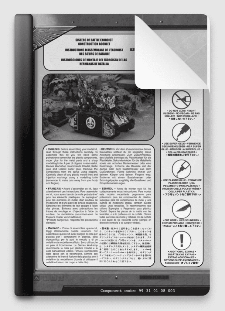 Warhammer 40K Sisters Of Battle – Tracce E Fiancate Per Castigator/Exorcist (Non Assemblati, Non Dipinti)